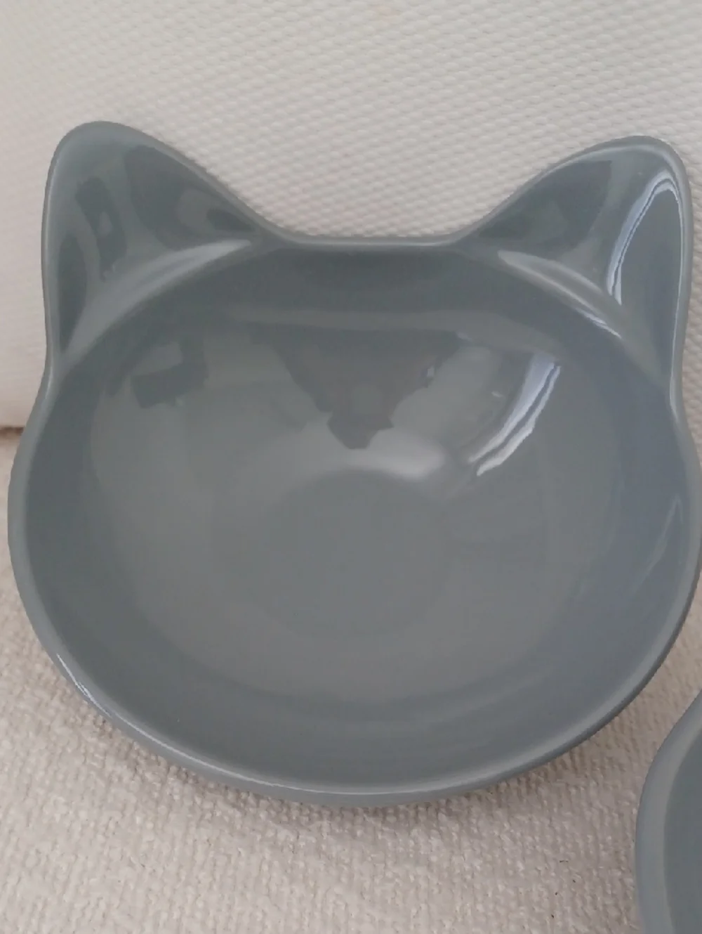 PAIR of Cat Head Shaped Stoneware  Dishes / Bowls